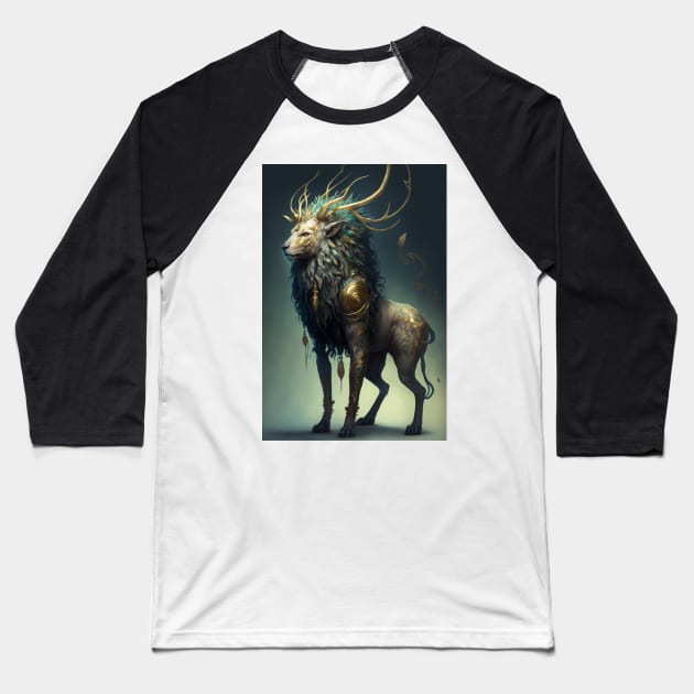 The Divine Chimera: A Fusion of Lion and Deer in One Mythical Being Baseball T-Shirt by styleandlife